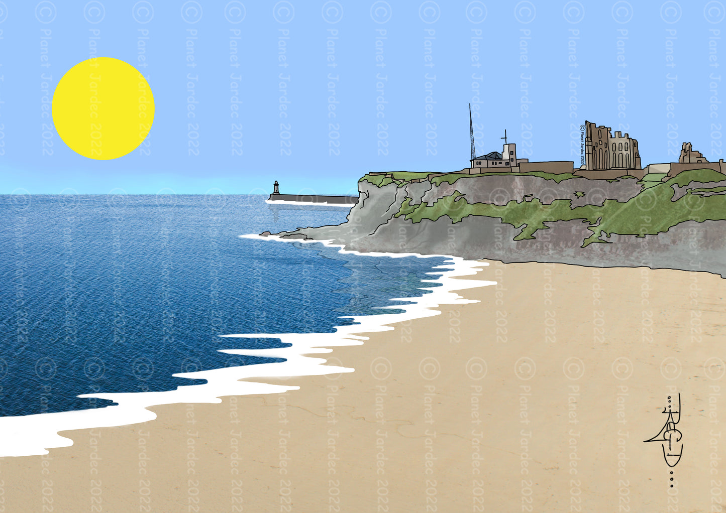 Coast "Tynemouth, King Edwards Bay by day", by artist RegD